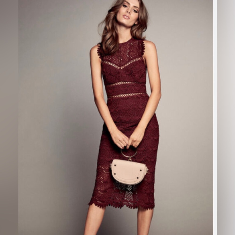 Bardot burgundy dress